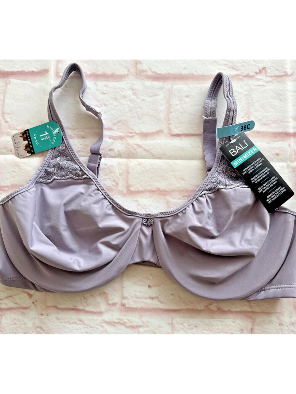 Bali Minimizer Bra 38C Lavender Lilac Light  Purple Lined Underwire